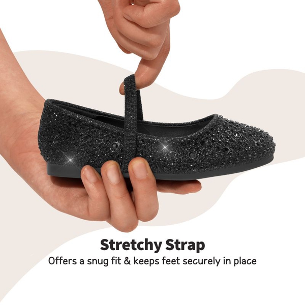 Girl's Rhinestone Ballet Flats - BLACK GLITTER - 5